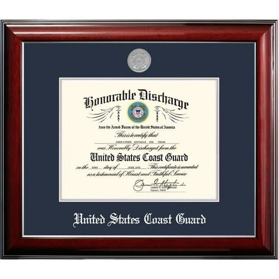 Campus Images CGDCL002 8.5 x 11 in. Patriot Frames Coast Guard Discharge Classic Mahogany Frame with Silver Medallion
