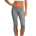 thumbnail image 3 of BiZtdJrK Fold Over Leggings Womens Cotton Capri Legging Low Waisted Slim Fit Y2k Streetwear Cropped Pants Summer Capris Dark Gray M, 3 of 7