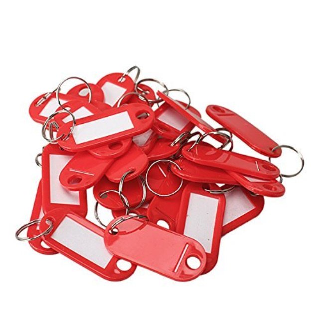 keyring 100 key ring tags plastic assorted id red color key keyring