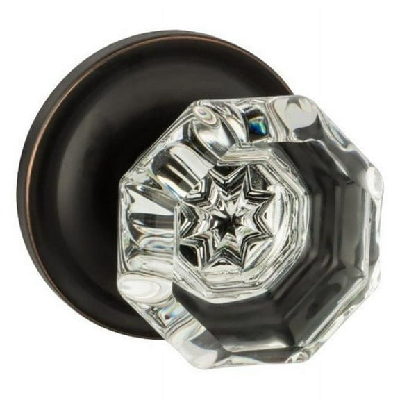 Dynasty Hardware 1830-PASS-10B Classic Rosette- Crystal Style Door Knob- Passage Function- Hall & Closet- Oil Rubbed Bronze