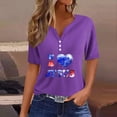 thumbnail image 1 of Fiudx Ofertas y Liquidaciones Blusa de Manga Corta Estampada a La Moda para Mujer, Blusas Informales con Cuello En V, 1 of 4