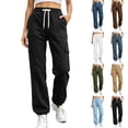 thumbnail image 2 of Oksale Womens Cargo Sweatpants with Pockets Casual Drawstring High Waisted Sweat Joggers Loose Cozy Elastic Bottom Petite Pantsfor Workout Gym Brown S, 2 of 7