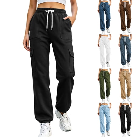 LangJing Baggy Joggers for Women High Waisted Cargo Sweatpants Fall Fashion Clothes Athletic Gym Sweat Lounge Pants with Pockets Army Green XXL
