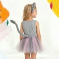 thumbnail image 6 of Gunia Girl Tutu Skirts Animal 4 Piece Net Waist Graphic Tee Bow Headband Tail Dress Up Princess Birthday Party Kids Toddler Girls Skirt Grey 1-2 Years, 6 of 7