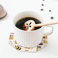 thumbnail image 5 of Honeii Cute Bee Honey Jar Hive Bear print Leather Coaster Set of 4, ideal for safeguarding your furniture from drinks spills and effortless cleanup-Octagon, 5 of 6