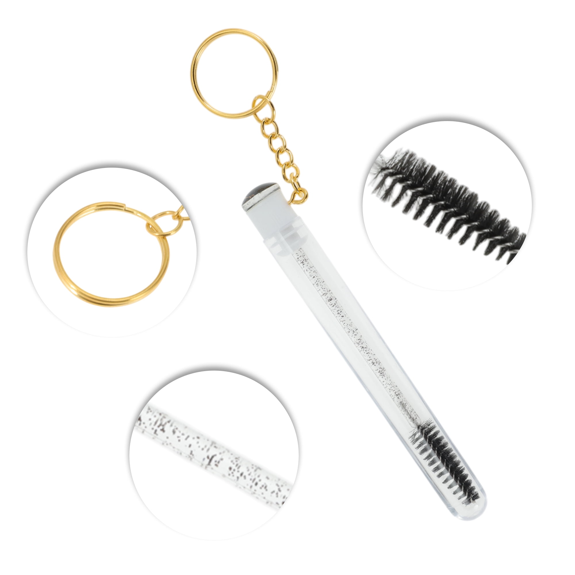 Unique Bargains 1 Pc Compact Eyelash Brush in Tube Design with Gold-Tone Buckle Black