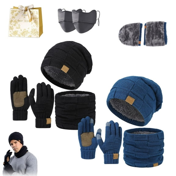 Ardenknit Winter Set, 3 Piece Set Windproof Knit Hat, Scarf and Gloves, Warm Stretchy, for Cold Weather(2PCS,A)