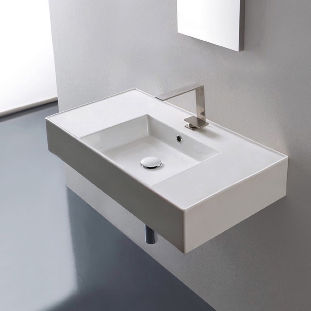 Scarabeo By Nameeks Ceramic 32 Wall Mounted Bathroom Sink With Overflow Walmartcom Walmartcom