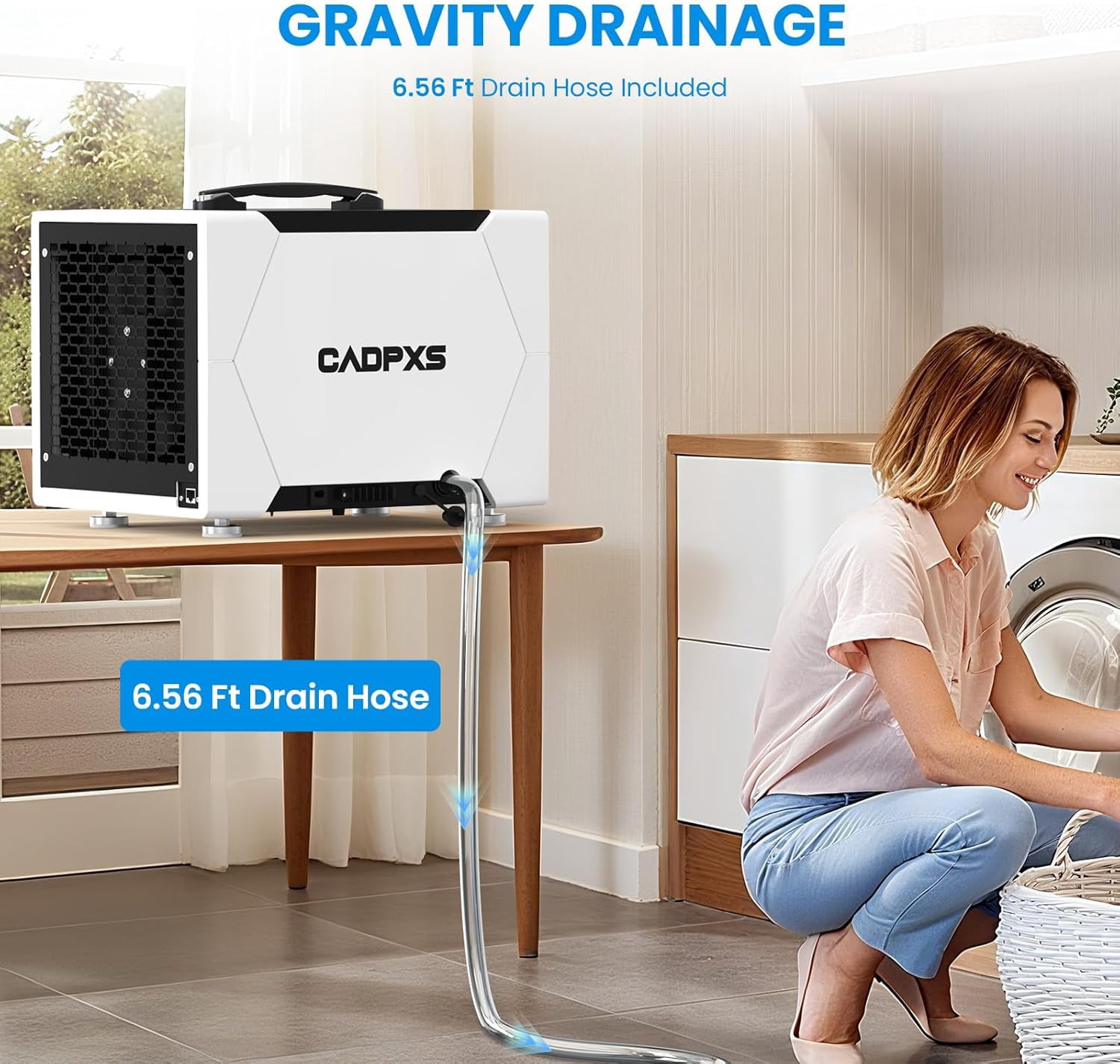 CADPXS Crawl Space Dehumidifier with Drain Hose, 80 Pint Commercial Dehumidifier for Basement, Home Use, Water Damage, Auto Defrost, Memory Start, cETL Certified, Up to 1000 Sq Ft