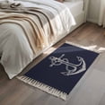 thumbnail image 4 of Area Rug with Tassels 2' x 3', Nautical Anchor Navy Blue Kitchen Runner Rug for Hallway Bedroom Throw Rugs, Ocean Coastal Style Soft Door Mat for Bathroom Entrance Living Room, 4 of 9