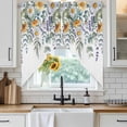 thumbnail image 6 of Floral Eucalyptus Leaves Swag Curtains for Kitchen/Bedroom/Living Room, Summer Botanical Watercolor Daisy Scalloped Curtains 63 Inch Long, Window Swag Topper Curtains Valances 2 Panels Set 36"x63", 6 of 8