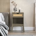 thumbnail image 2 of BELLEZE End Table with Ultra-Fast USB Type A/C Outlet Strip, Boho Style Nightstand with Rattan Decorated Drawer and Open Cabinet, Modern Side Table for Bedroom, Guest Room, Office - Carl(Nature), 2 of 7