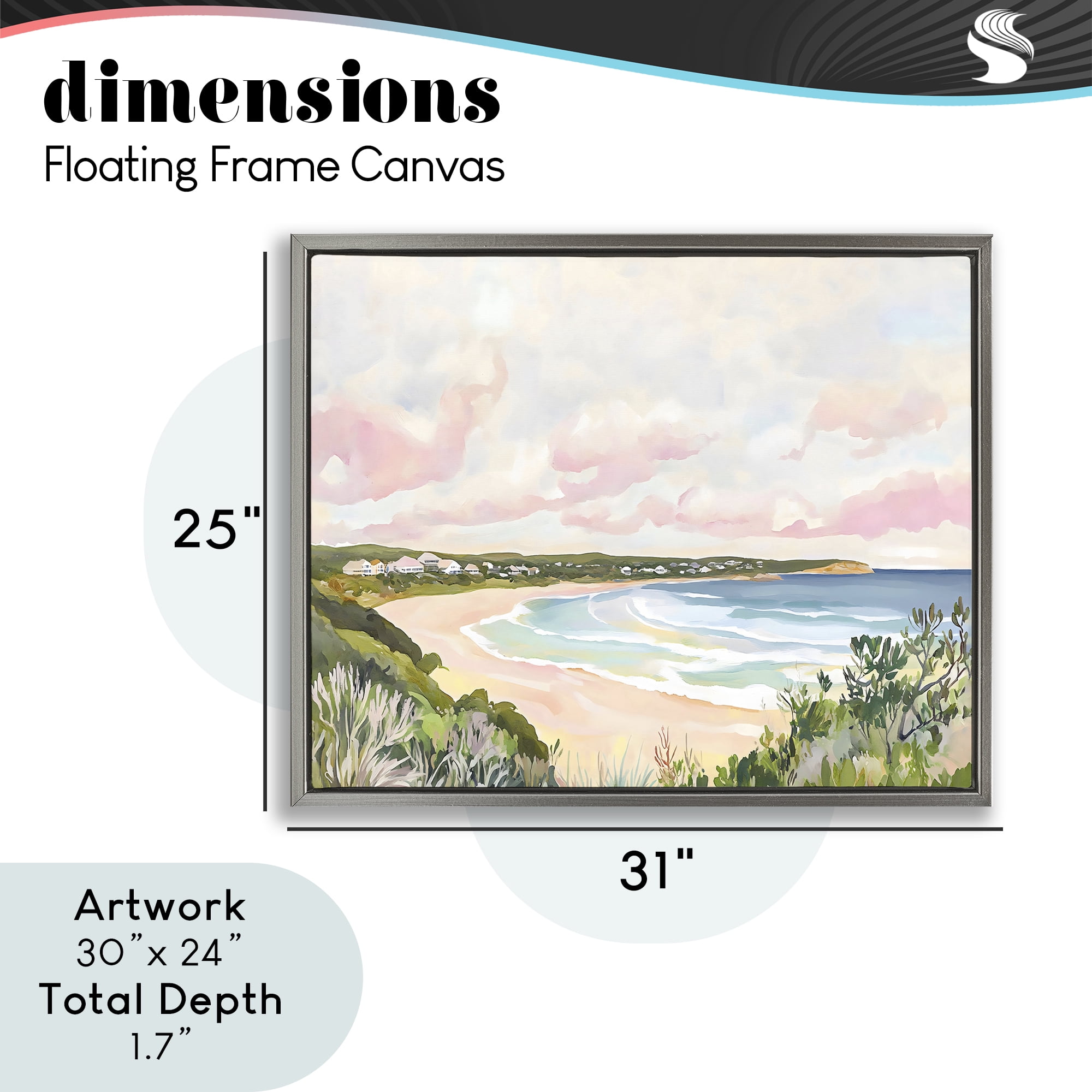 Stupell Industries Serene Sunset Beach Panorama Gray Framed Floater Canvas Wall Art, design by The Prints Vibe