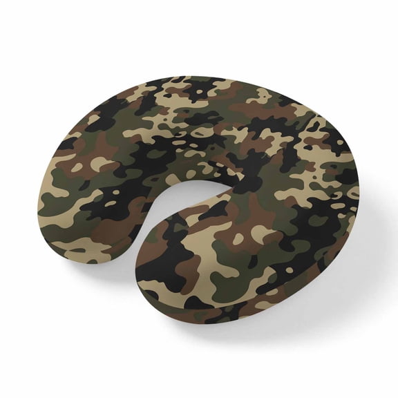 Neck Pillow Abstract Camouflages Texture Travel Pillow Memory Foam U Shaped Pillows, Retro Camo Pattern Travel Neck Pillows for Airplane Car Office Home Sleeping Rest