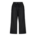thumbnail image 5 of TRUBKH Linen Pants Women Pull On Pants Palazzo Pants Wide Leg Linen Pants Paperbag Pant Straight Leg Lounge Trouser Palazzo Pants Comfort Resort Wear Fashion Drawstring Lightweight Black S, 5 of 7
