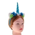 thumbnail image 3 of Decorativo de cuerno de tul flor diadema te banda para el cabello vestido elegante Halloween Navidad adultos accesorios Azul Macarena Unicorn Horn Headband, 3 of 7
