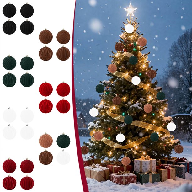 mfyjkho Adornos Navideños De Terciopelo Flocado Para Colgar En El Árbol, Bolas De Plástico Para Decoración De Fiestas Navideñas, 2,4 Pulgadas