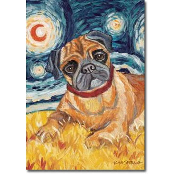 Pug Art Banner - Van Growl (Fawn)