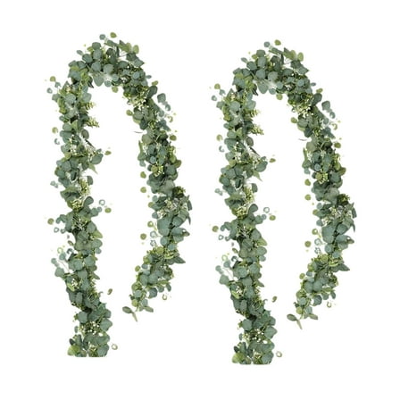 6Ft Artificial Eucalyptus Garland, Faux Greenery Garland Hanging Silver Dollar Eucalyptus Leaves Vines for Wedding Backdrop Arch Table Wall Party Home Decor