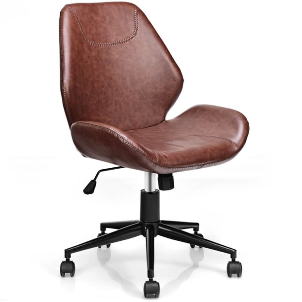 Costway Silla para Casa y Oficina con 5 Ruedas y Altura Regulable Marrón 58 x 60 x 91,5-101,5 cm