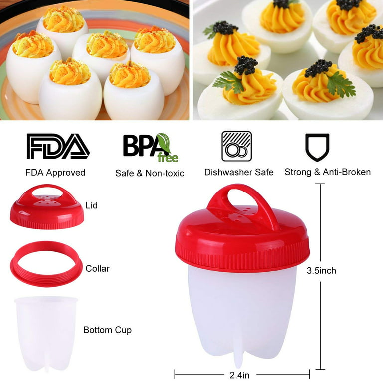 3-6 pcs Egg Cooker Flexible Silicone Non-Stick Kitchen Cooking Boiled Eggs  Poachers Separator Steamer Egg Mold Cup Accessories