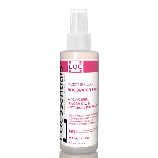 LOCssentials Agua de rosas para Locs - Spray hidratante de agua de rosas y glicerina Loc con aceite de jojoba y extractos botánicos orgánicos Spray para trenzas premium Niebla diaria para el cabello y