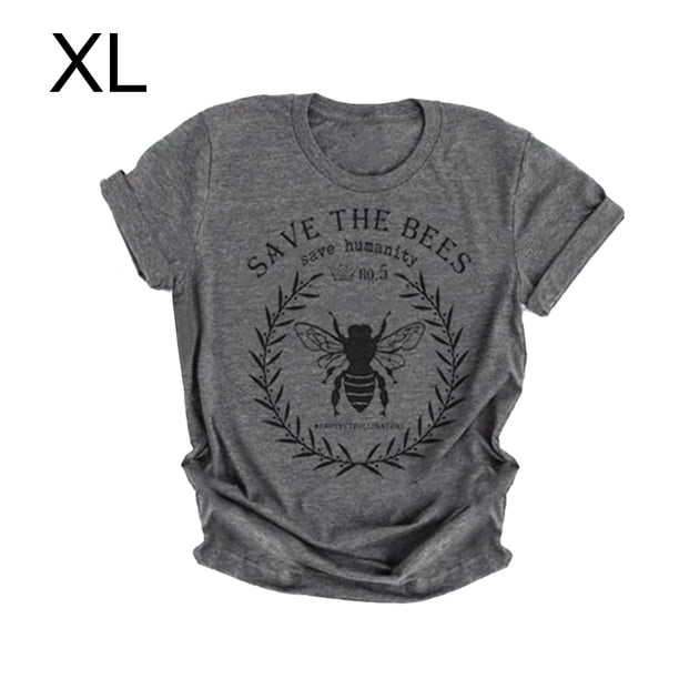 Camiseta de mujer con letras, manga corta, camiseta con cuello redondo, blusa de verano, gris oscuro, XL Vogacara AP002565-08