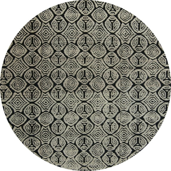 Ahgly Company Machine Washable Indoor Round Abstract Sand Brown Area Rugs, 7' Round