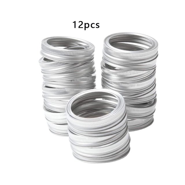 Bearachild 12 Uds tapas de tarros de boca ancha de tipo dividido tapas de almacenamiento anillos de silicona cubierta de sellado de repuesto, Cocina y Comedor Anillo de plata de 70 mm.
