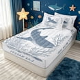 thumbnail image 3 of meiyoeat Whale Shark Zipper Full Size Comforter Sets with Fitted Sheet and 2 Pillowcases for Kids Boys, Cartoon Ocean Animal Zipper Bedding Set for Bedroom, Blue White, Blue ReversibleB, 3 of 6