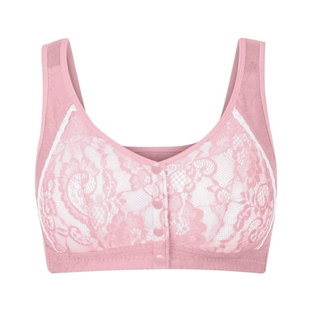 Wireless Bras for Women Support Bra Wire-Free Underwear Pullover Bra Everyday Bras V-Neck Full-Coverage Bra Feature Hook and Eye Closure Nursing Bra Style Y-323   Pink-a 44