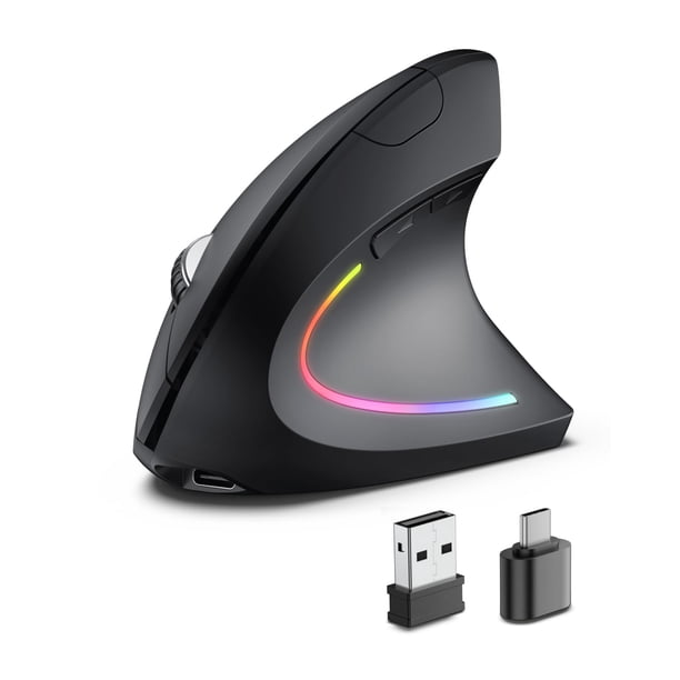 Ratón inalámbrico recargable POJTK Ergonomic 4800 DPI negro