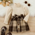 thumbnail image 5 of EnJoCho Cute Crop Teen Girl Toddler Girls Long Sleeve Ribbed Knitted Turtleneck T Shirt Tops Plaid Prints Bow Tie Skirt Outfits Little Girl Summer Trendy Clothing Set 2-3 Years, 5 of 9