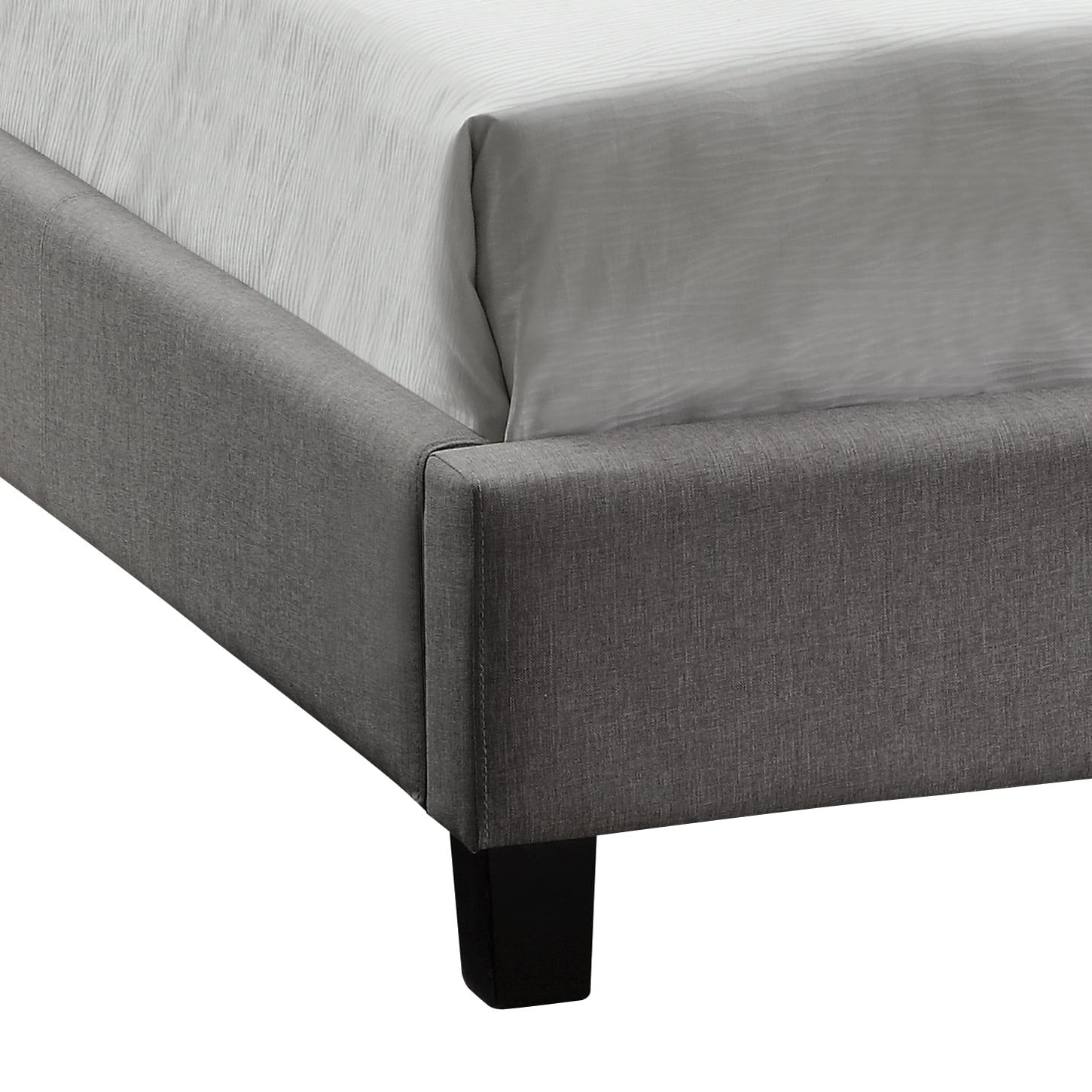Weston Home Curtis I Upholstered Full Bed with Wingback Nailhead Headboard, Gray