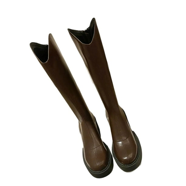 Amzcrzy Zapatos de mujer,Zapatos de mujer,Zapatillas de mujer, Zapatos de mujer con cremallera y tacón alto, informales, de color, cálidos, para invierno, por encima de la rodilla, botas de caballero