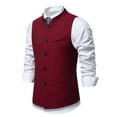 thumbnail image 6 of BVOFAR Mens Herringbone Vests Tweed Suit Waistcoats Slim Fit High Collar Business Tank Tops, 6 of 10