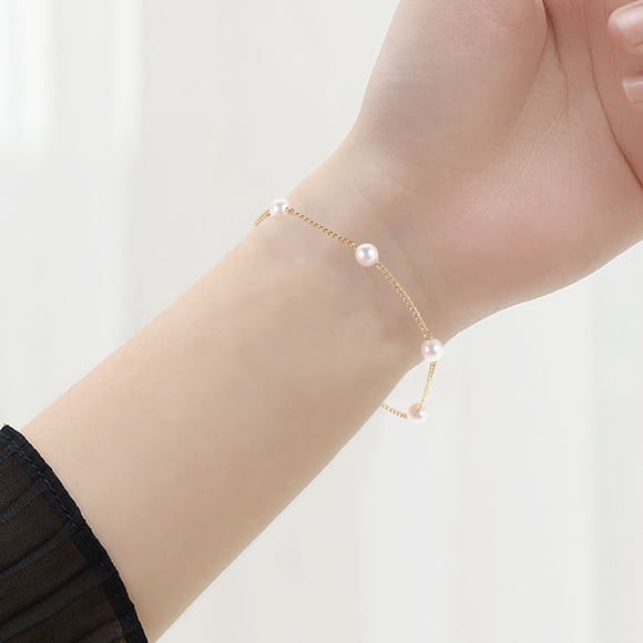 OUNONA 1Pcs Beaded Bracelet Heart-Shaped Fresh Style Copper Glass Pearls for Women