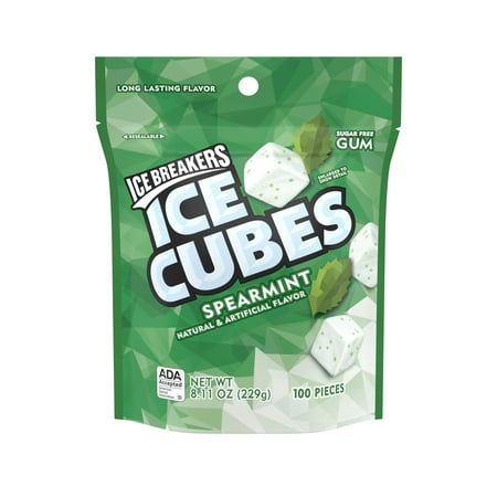 Ice Breakers Ice Cubes Spearmint Flavor Gum, 100 Pieces, 8.11 (Best Gum Long Lasting Flavor)