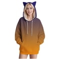 thumbnail image 2 of VEKDONE Womens Cat Ear Hoodies Trendy Gradient Tunic Sweatshirt Cute Drawstring Sweatshirts Fall Long Sleeve Loose Fit Hooded Pullover with Pocket Orange XL, 2 of 5