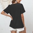 thumbnail image 3 of Vedolay Shirts For Women Women's Tops Floral V Neck Short Sleeve Summer Blouse Shirts,Black L, 3 of 5