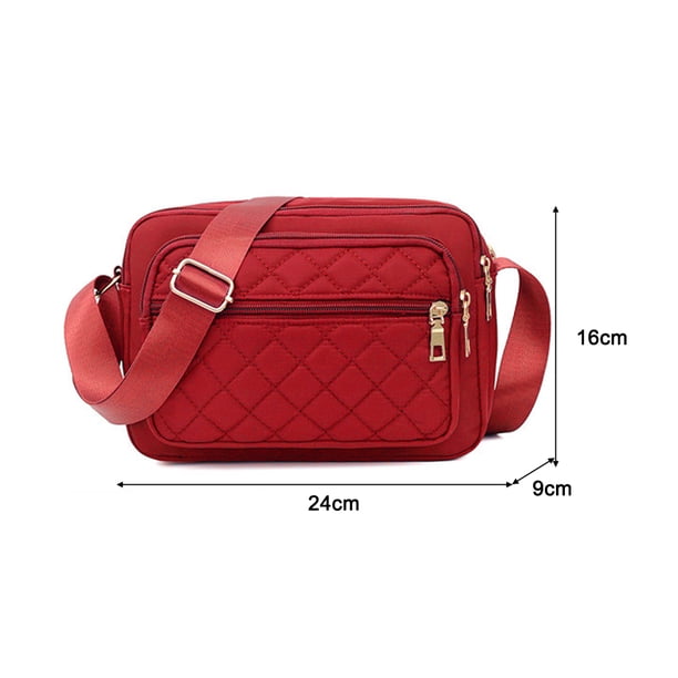 Bolsa de mensajero a cuadros de color sólido de lona retro para mujer, grandes (rojo) Likrtyny Para Estrenar
