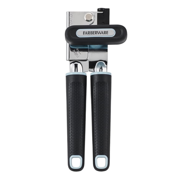 Farberware Soft Grips Can Opener, Black with Slate Blue Accents