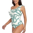 thumbnail image 3 of Yiaed Hand Drawn Snake Print Women One Piece Swimsuits Tummy Control One Shoulder Bathing Suits Pattern Ruffle Swimwear-Small, 3 of 8