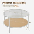thumbnail image 2 of 30" Round Coffee Table with 2-Tier Rattan Shelf & Water-Wave Glass Top, Boho End Table with Metal Frame for Living Room or Office, 2 of 8