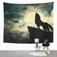 thumbnail image 2 of ZEALGNED Howl Wolf in Silhouette Howling to The Full Moon Night White Black Wilderness Wall Art Hanging Tapestry Home Decor for Living Room Bedroom Dorm 60x80 inch, 2 of 2