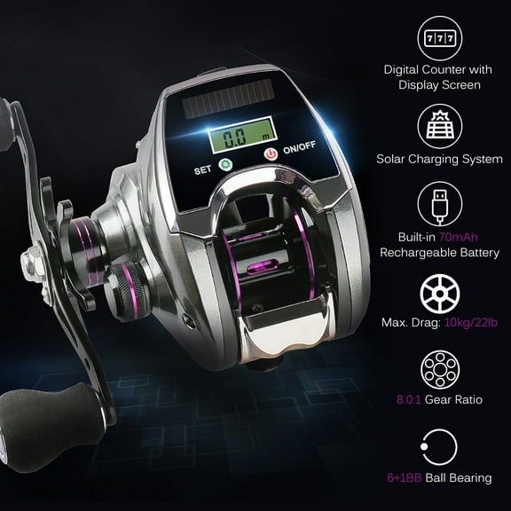 Baitcasting Reel,6 1bb 8.0 1 Ratio Display 1bb 8.0 1 Speed Reel Counter Solar Speed 8.0 1 Ratio Sun Speed Ratio Display Reel With Line Counter Hand Buzhi Counter Reel Jinmie Rookin