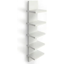 5 Tier Wall Shelves White, Vertical Column Shelf Floating Storage Home Decor Organizer Tall Tower Design Utility Shelving Bedroom Living Room, 30.7, 31