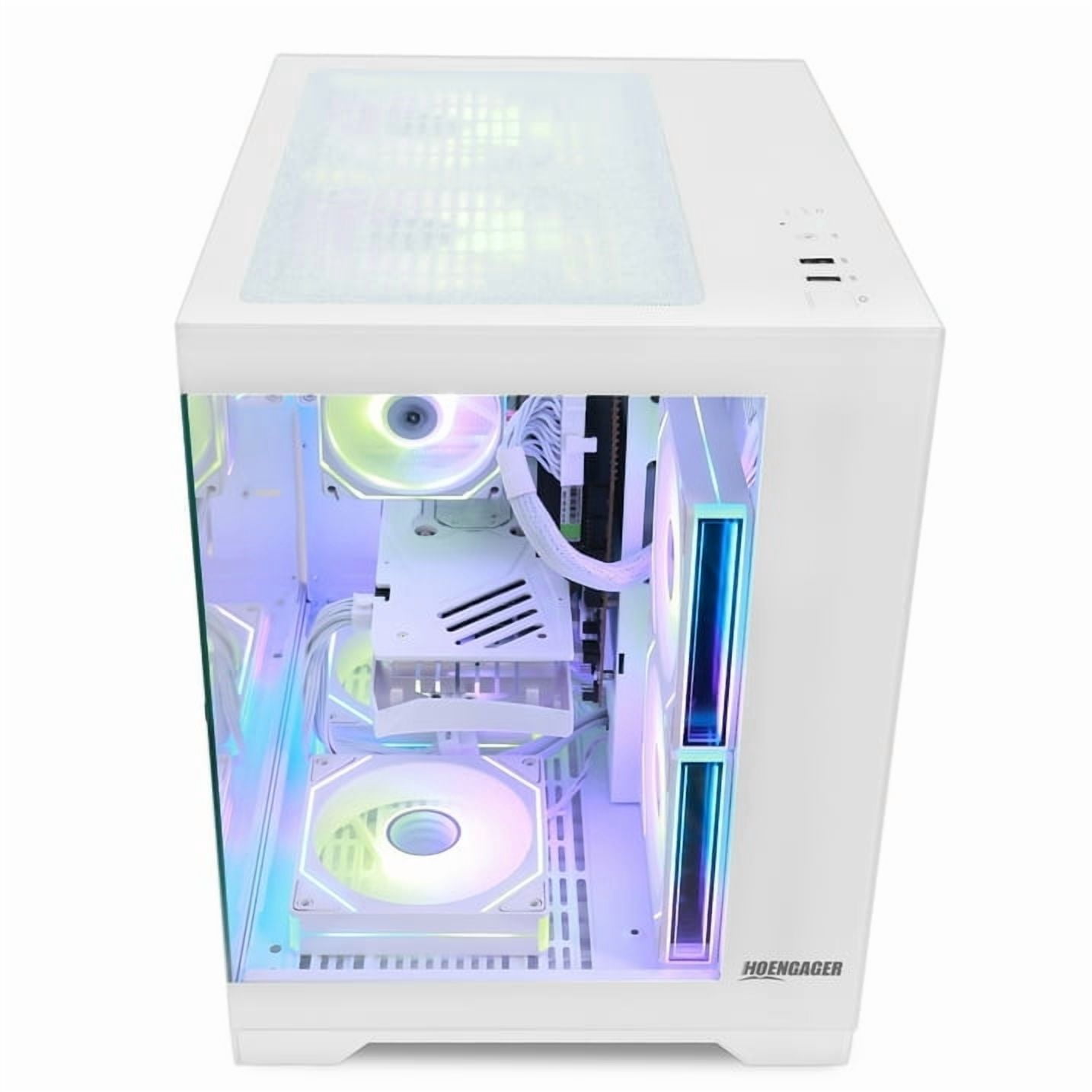 Hoengager King Gaming PC AMD Ryzen 5 5500 6-Core 3.6 GHz,GeForce RTX 5060 8GB, 16GB DDR4 RAM,1TB PCIe and 1TB SATA SSD,RGB FAN,Windows 11 Prebuilt PC