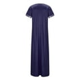 thumbnail image 5 of Wycnly Formal Dresses for Women Beach Vacation Vintage Bohemian Side Slit Loose Tunic Long Sundress V-Neck Short Sleeve Ethnic Style Print 2024 Summer Maxi Dress Navy XXL, 5 of 6