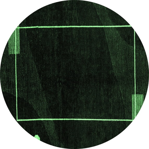 Ahgly Company Indoor Round Oriental Emerald Green Modern Area Rugs, 3' Round